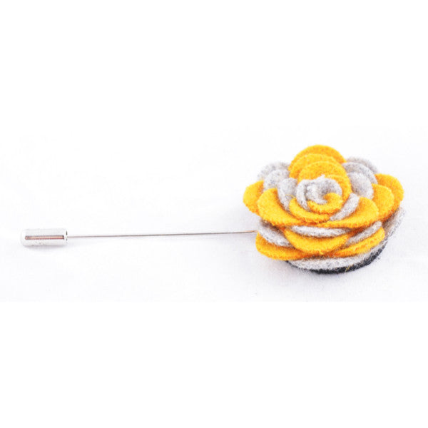 Yellow & Grey Flower Lapel Pin