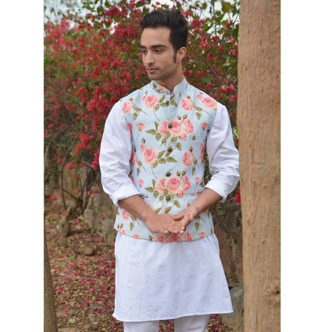 Rose Print Nehru Jacket