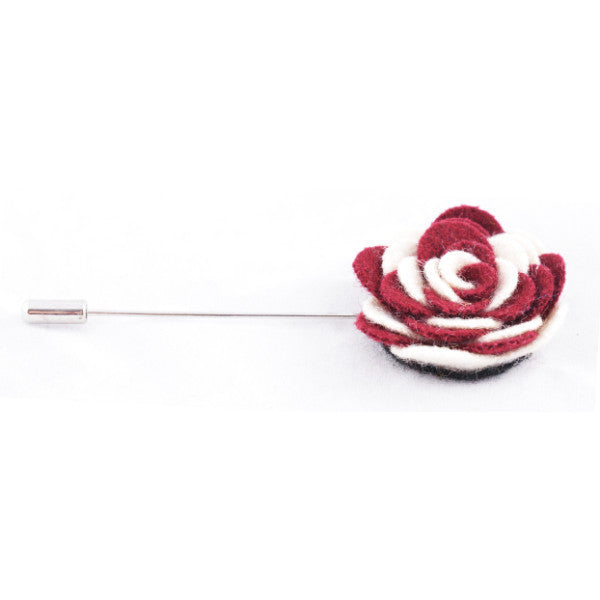 Maroon & White Flower Lapel Pin