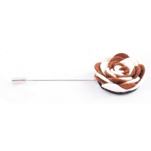 White & Brown Flower Lapel Pin