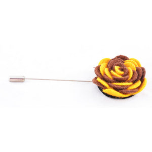 Yellow & Brown Flower Lapel Pin