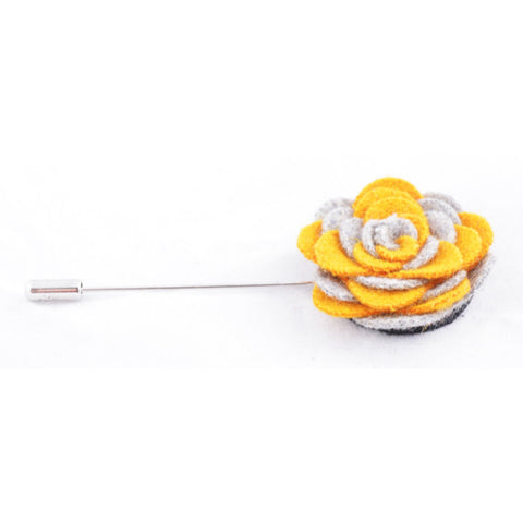 Yellow & Grey Flower Lapel Pin