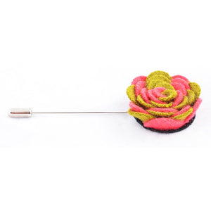 Pink & Green Flower Lapel Pin