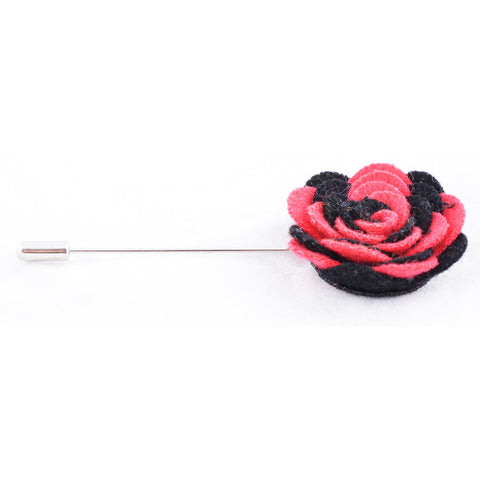 Pink & Black Flower Lapel Pin