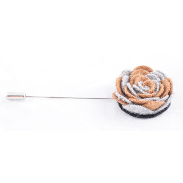 Brown & Grey Flower Lapel Pin