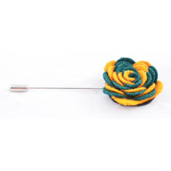 Dark Green & Yellow Flower Lapel Pin