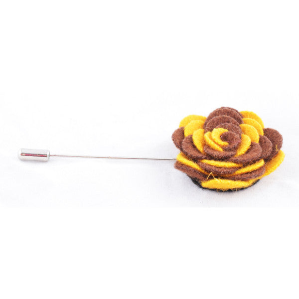 Yellow & Brown Flower Lapel Pin