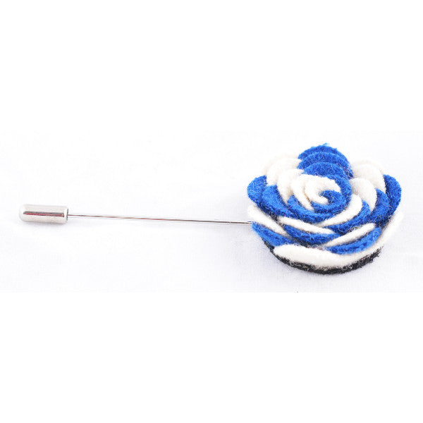 White & Blue Flower Lapel Pin
