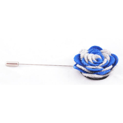 Grey & Blue Flower Lapel Pin
