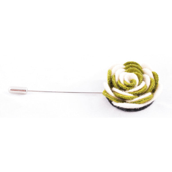 White & Green Flower Lapel Pin