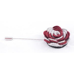 Grey & Maroon Flower Lapel Pin