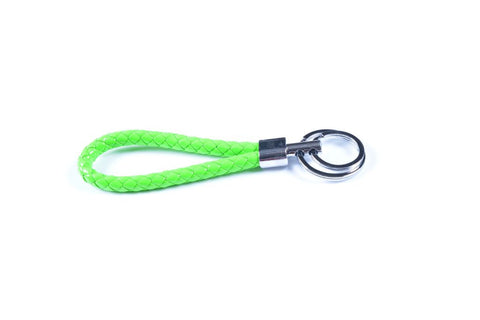 Lime Green Braided Leather Keychain