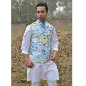 Blue Floral Nehru Jacket