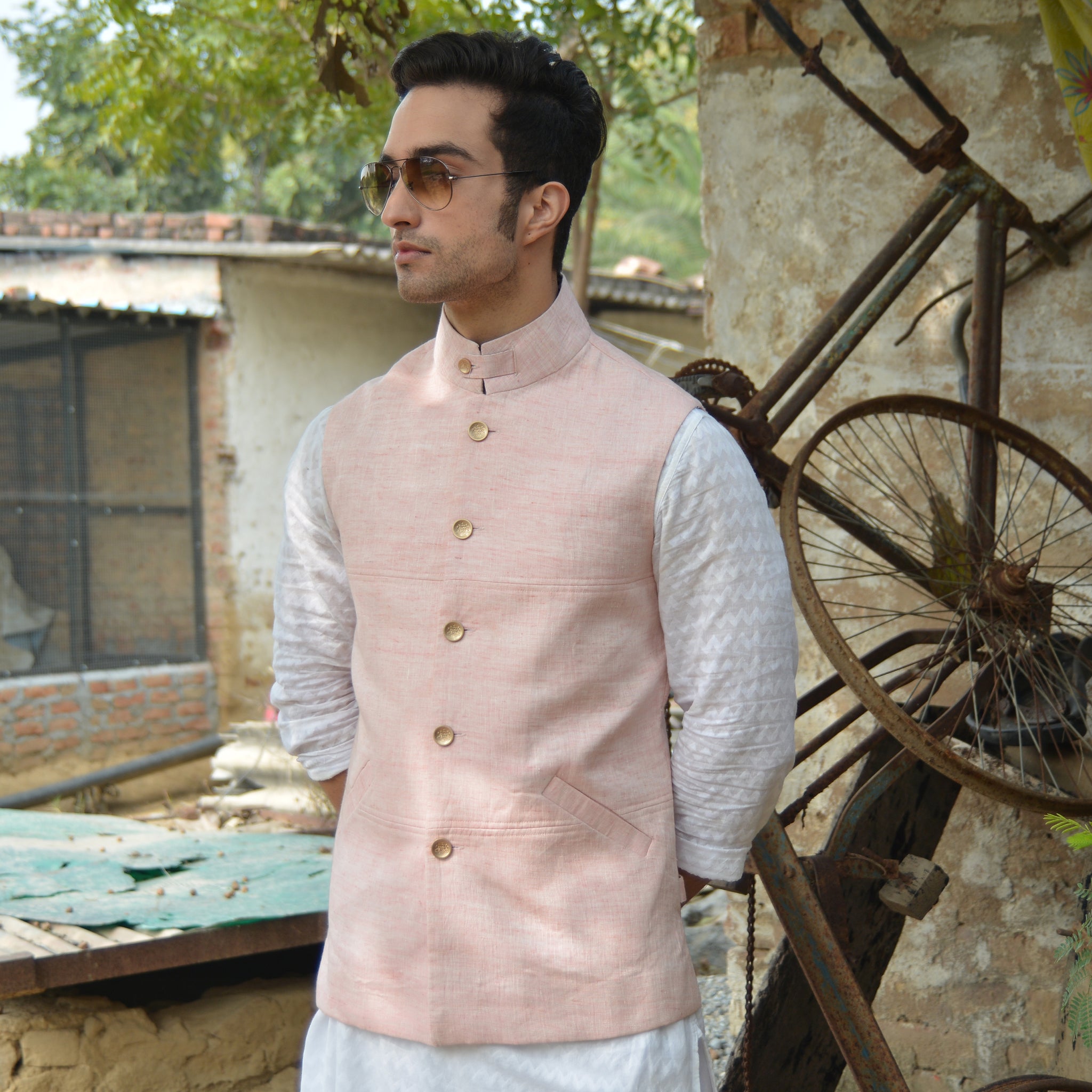 Handloom Linen Nehru Jacket