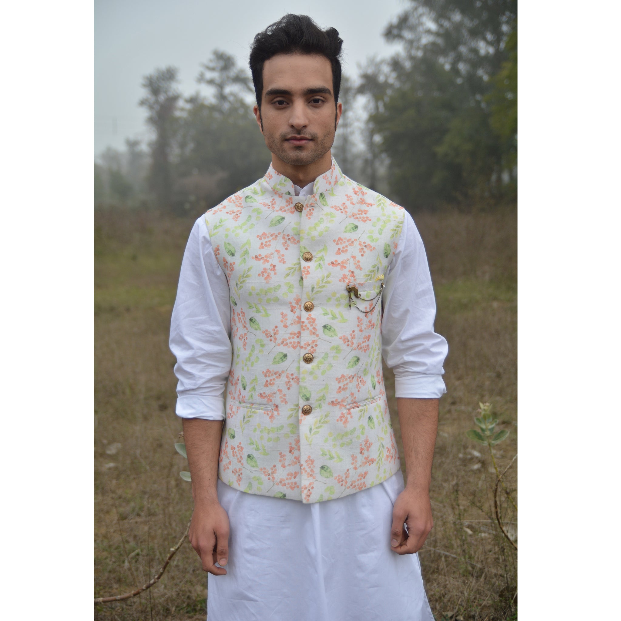 Floral Print Nehru Jacket